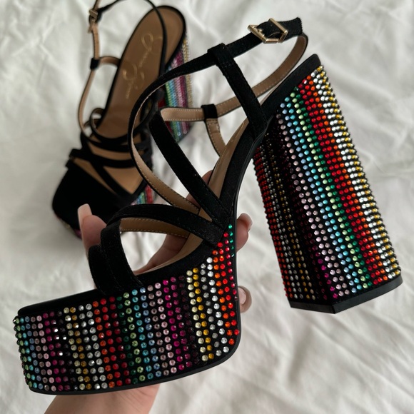 Jessica Simpson Multicolor Rhinestone Platform Heels - Picture 3 of 8